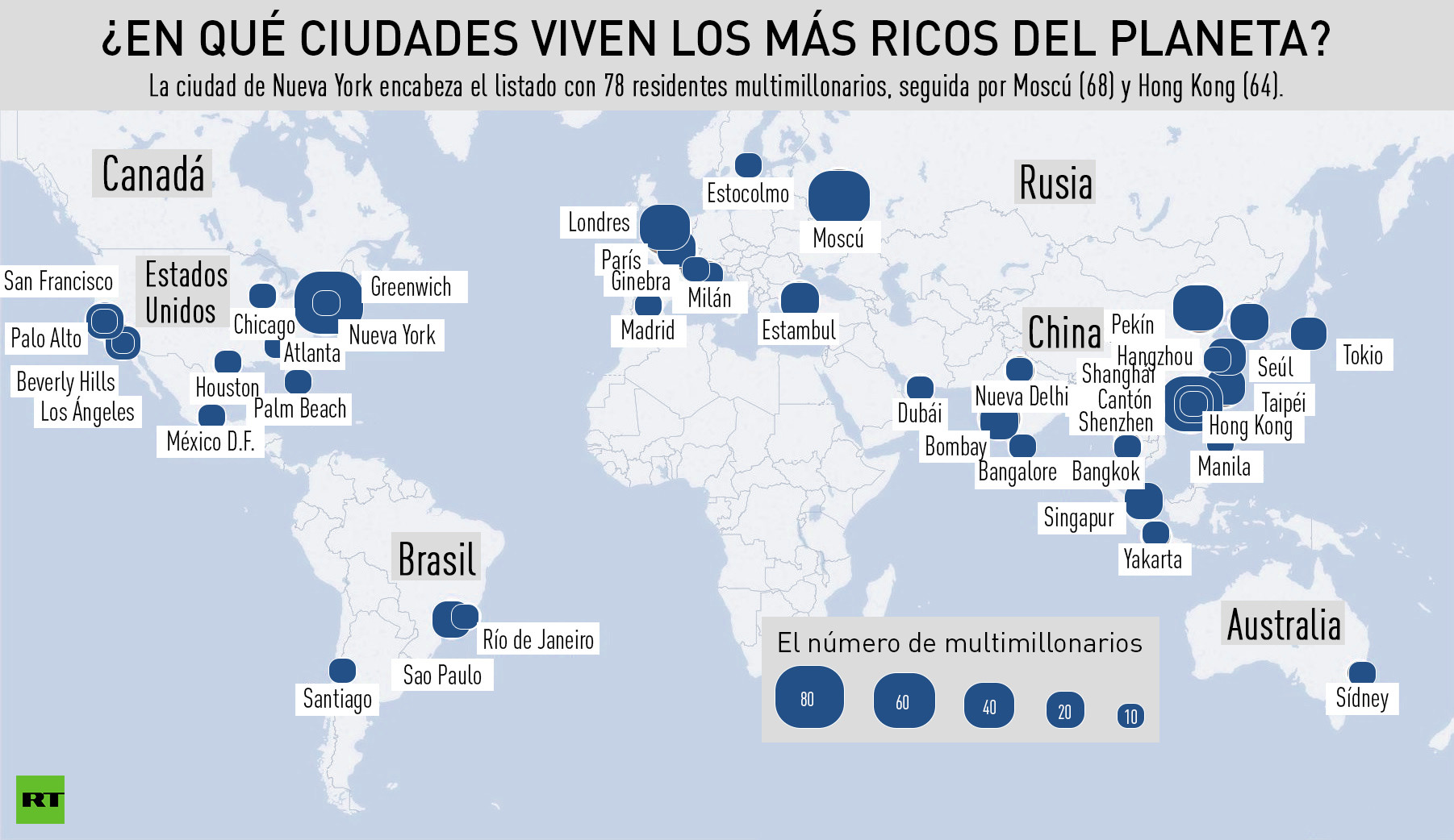 Mapa: ¿En qué ciudades viven los más ricos del planeta? - RT