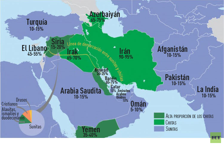 Sunitas vs chiitas, Arabia Saudita vs Irán