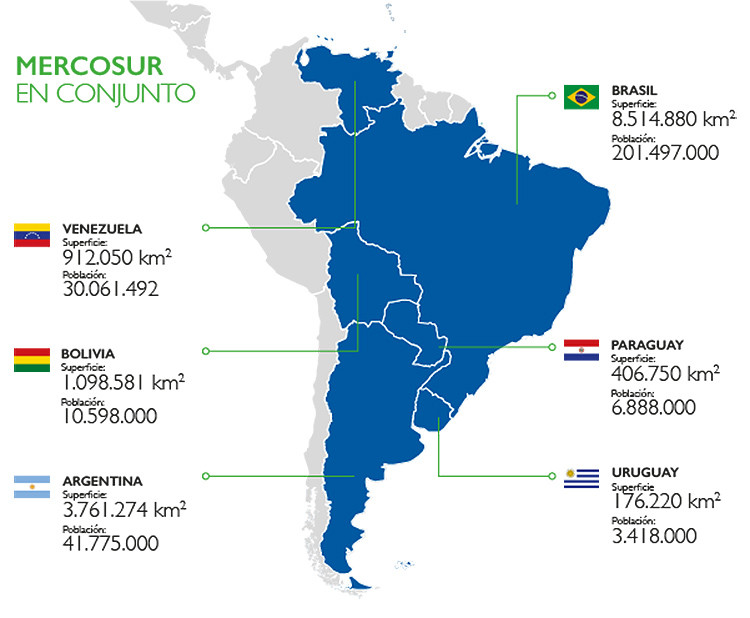 Resultado de imagen para mercosur mapa