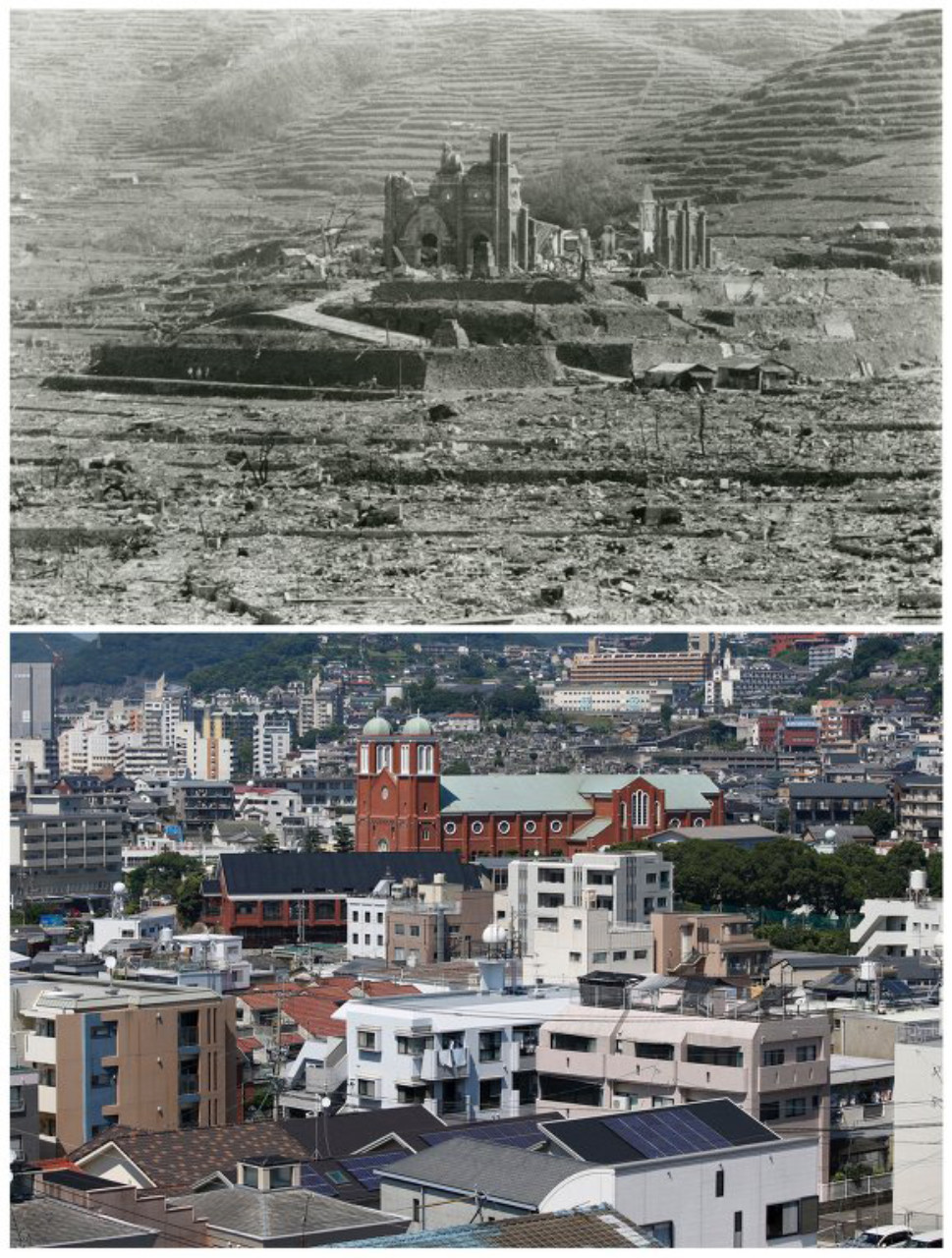 Hiroshima y Nagasaki en agosto de 1945 y 70 años después