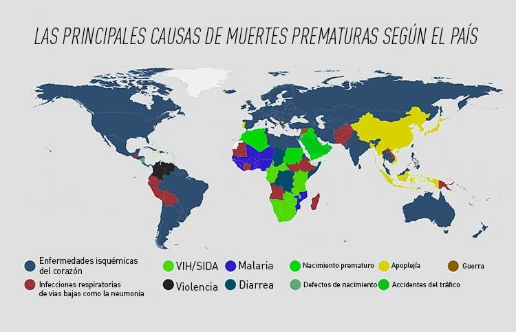 Mapamundi ¿cuál Es La Principal Causa De Muerte Prematura En Tu País Rt 2527