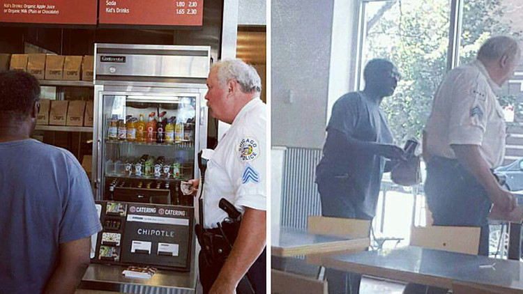 Un agente de policía compra comida para un hombre sin hogar y conmueve a los estadounidenses