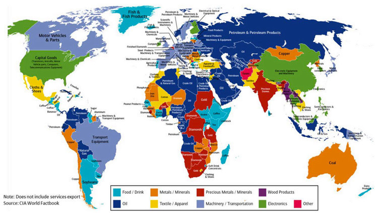 Este Mapamundi Refleja Las Principales Exportaciones De Cada Pa S RT   57017363c36188841b8b461b 