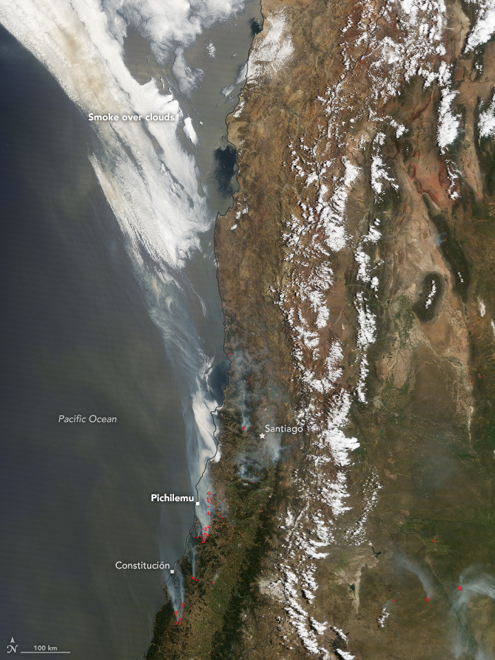 La NASA difunde imágenes satelitales de los incendios en Chile RT