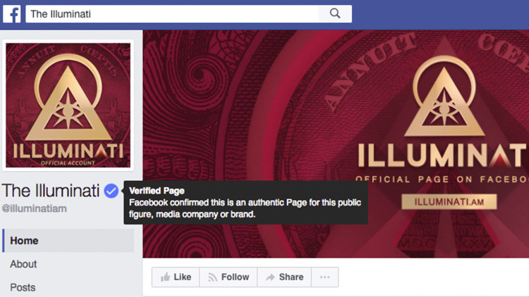 Los Illuminati tienen cuenta verificada en Facebook
