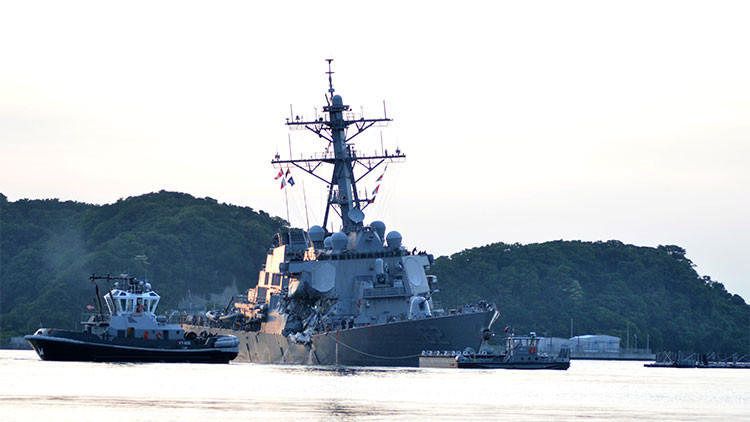 Hallan sin vida a los 7 marineros de EE.UU. desaparecidos en una colisión cerca de Japón