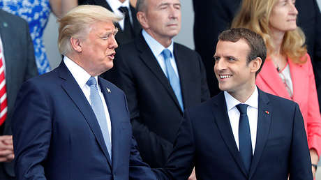 El presidente de Estados Unidos, Donald Trump, y su homólogo francés, Emmanuel Macron, en París, el 14 de julio de 2017.