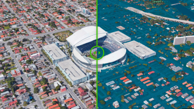 Antes y después: Una simulación cómo quedaría inundada Miami a finales de este siglo