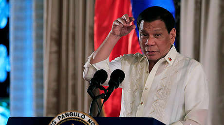 Rodrigo Duterte pronuncia un discurso en el Palacio Presidencial de Malacanang en Manila (Filipinas), el 30 de agosto de 2017.