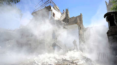 Lugar de una explosión cerca de la ciudad vieja de Damasco, Siria, el 2 de Julio de 2017.