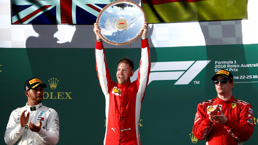 El piloto de Ferrari Sebastian Vettel gana el primer Gran Premio de Fórmula 1 de la temporada
