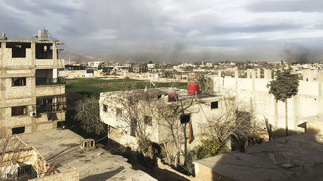 Guta Oriental, Siria, tras ataques del Ejército sirio contra las posiciones de Jabhat al Nusra, el 15 de marzo de 2018.