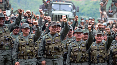 El ministro de Defensa de Venezuela, Padrino Lopez, junto a otros militares. Caracas, 14 de agosto de 2017. 