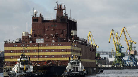 La unidad de energía nuclear flotante Akadémik Lomonósov, San Petersburgo (Rusia), el 28 de abril de 2018. 