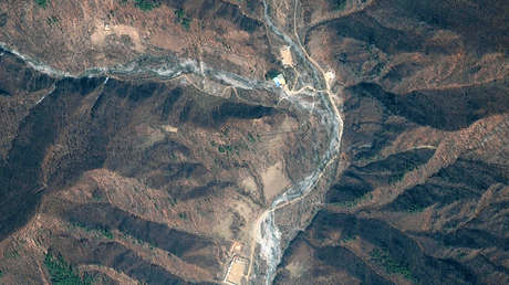 El monte Mantap que alberga el polígono subterráneo Punggye-ri, Corea del Norte, el 20 de abril de 2018.