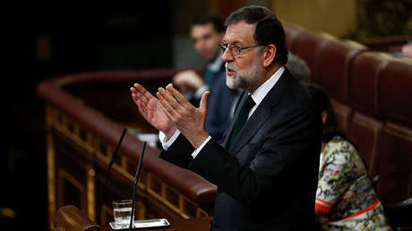 El presidente español, Mariano Rajoy, durante el debate de moción de censura. 1 de Junio de 2018.