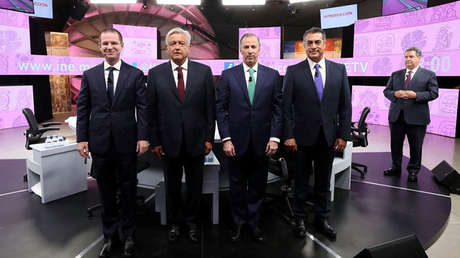 Los candidatos a la presidencia de México en el tercer debate presidencial. Mérida, Yucatán, México, 12 de junio de 2018.