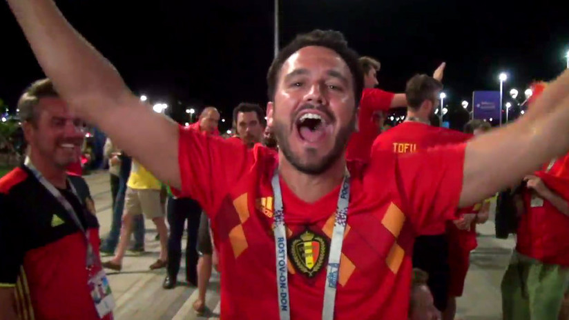 "¡Lo siento, querida, me quedo aquí, amo a Rusia!": Un eufórico hincha belga celebra la victoria