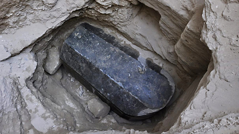    Granite Sarcophagus found in the Sidi Gabe district, Alexandria, Egypt, the 1st July 2018. 