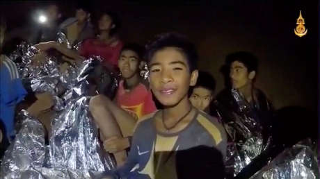 El grupo de niños atrapados en unas cuevas en el norte de Tailandia. 