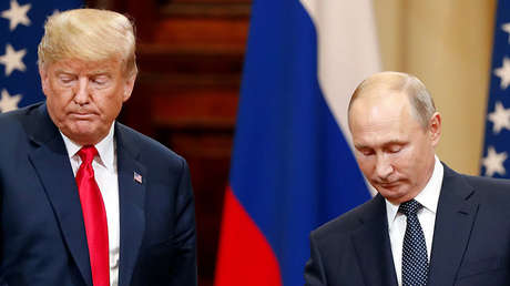 El presidente estadounidense Donald Trump y el presidente ruso Vladímir Putin en la cumbre de Helsinki, 16 de julio de 2018