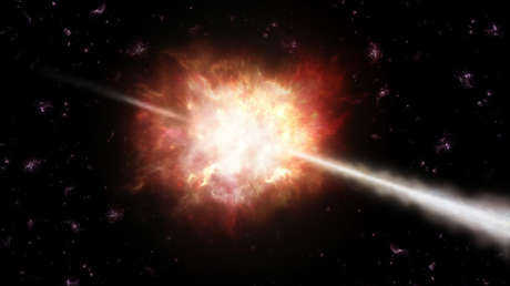 Representación artística de una explosión de rayos gamma.