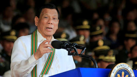 Rodrigo Duterte en un discurso ante militares en la ciudad de Taguig, Filipinas, el 20 de marzo de 2018.