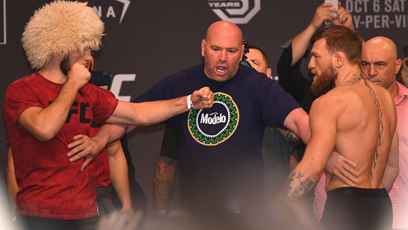 ¡Saltan chispas!: McGregor golpea a Nurmagomédov durante la ceremonia de pesaje (VIDEO)