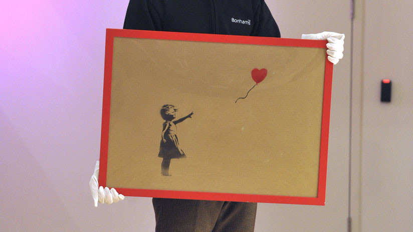 Banksy destruyó obra que acababa de subastar en 917 millones de pesos Banksy destruyó obra que acababa de subastar en 917 millones de pesos