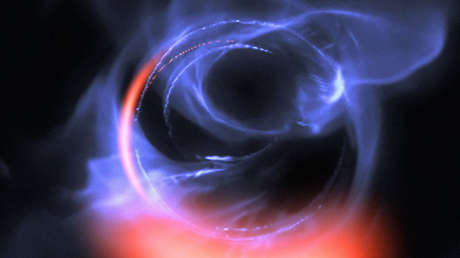   Simulation of equipment in orbit near a black hole. 