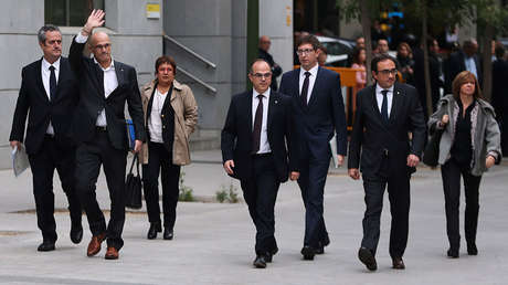 Miembros del Gobierno catalán destituido tras la declaración unilateral de independencia en 2017. 