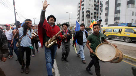 La marcha de organizaciones indígenas a su llegada a Quito, 14 de noviembre de 2018.