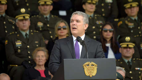 Presidente de Colombia, Iván Duque, durante el 127 aniversario de las Policía de Colombia en Bogotá, el 6 de noviembre de 2018. 