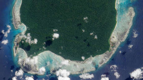 La isla de Sentinel del Norte en el mar de Andamán