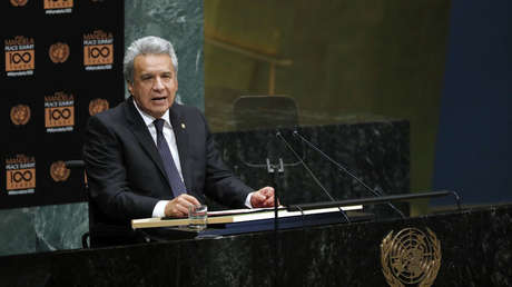 Moreno ante la Asamblea General de la ONU, septiembre de 2018.