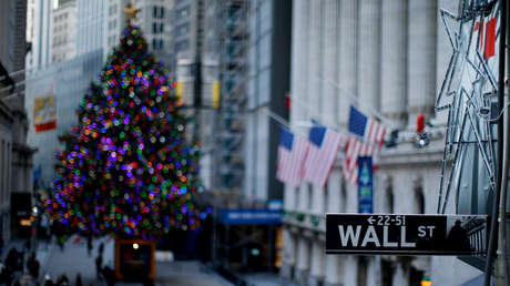 Un letrero cerca de la Bolsa de Nueva York (NYSE) en esa ciudad estadounidense, el 27 de diciembre de 2018.