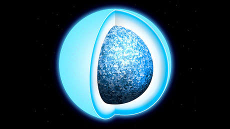 Representación artística de una enana blanca, el remanente 'muerto' de una estrella como nuestro Sol, con un núcleo sólido y cristalizado. 