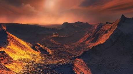 La visión artística de una supertierra que orbita la estrella de Barnard.