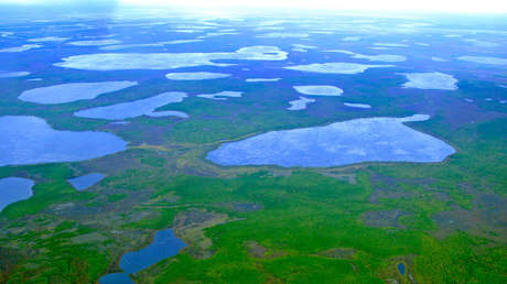 Vista aérea cerca de la ciudad de Cherski, en el noreste de Siberia el 28 de agosto de 2007.