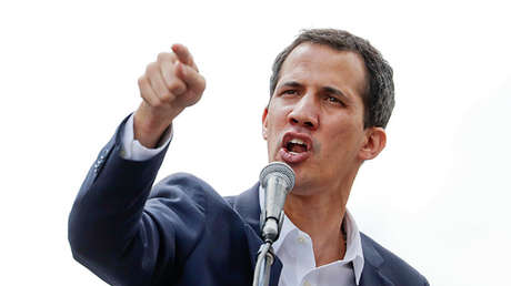 Juan Guaidó, autoproclamado presidente interino de Venezuela, durante un mitin, el 23 de enero de 2019.