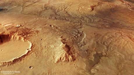  Vista de una antigua red fluvial en Marte
