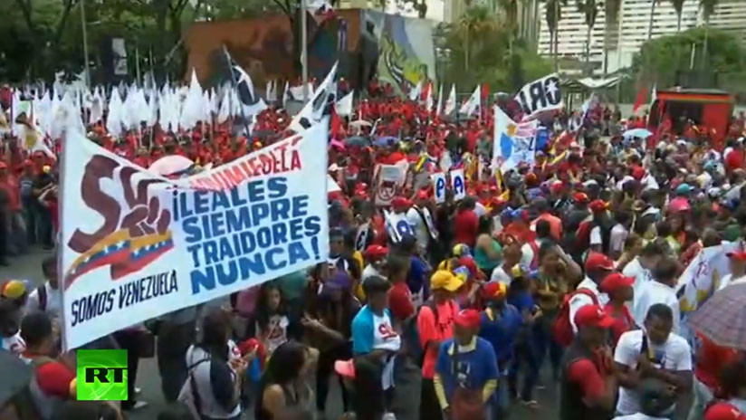 VIDEO: Venezolanos protestan contra la intervenciÃ³n de EE.UU.