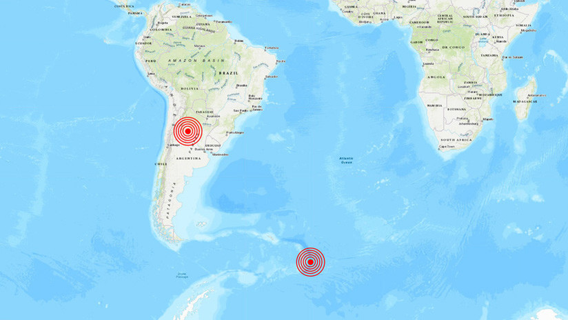 Se registra un sismo de 5,1 en Argentina y otro de 5,5 al sur del océano Atlántico