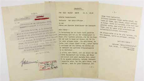 Sale a subasta la 'nota suicida' de Hitler a un mariscal