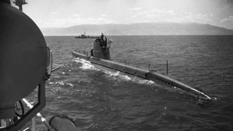 Un submarino soviético durante la Segunda Guerra Mundial.