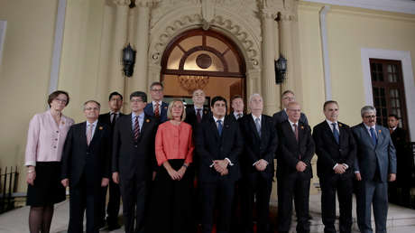 Miembros de Grupo Internacional de Contacto posan para la foto oficial,  San José, Costa Rica. 06 de mayo de 2019.