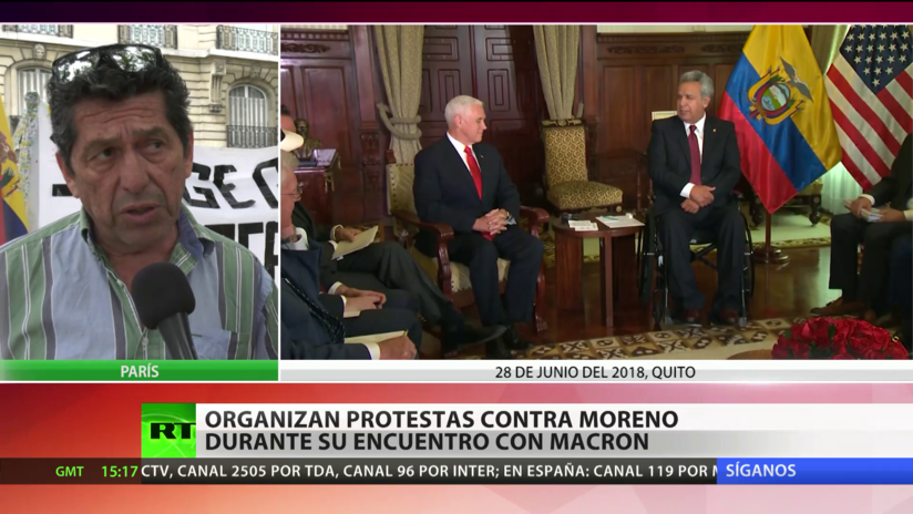 Organizan protestas contra Lenín Moreno durante su encuentro con Macron en París
