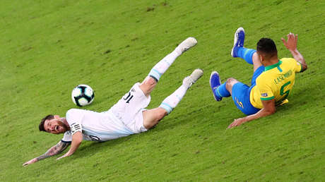 Momento del partido entre Brasil y Argentina en la semifinal de la Copa América 2019. Belo Horizonte, Brasil, 2 de julio de 2019.