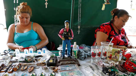 Figura representando JoaquÃ­n 'el Chapo' GuzmÃ¡n em CuliacÃ¡n, Sinaloa, em 17 de julho de 2019.