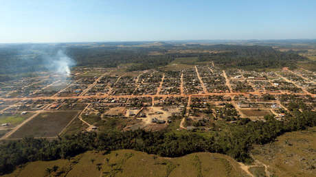 Vista aérea de Santo Antonio de Matupi en el estado de Amazonas, Brasil. 27 de julio de 2017.